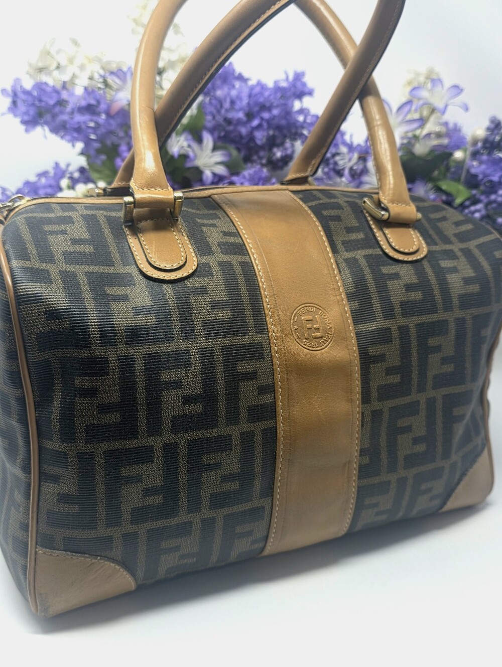 Authentic Fendi Vintage Zucca Monogram Boston Speedy Bag Top Handle 80s 90s